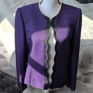 Tahari ASL Purple and Black Polka Dot Blazer